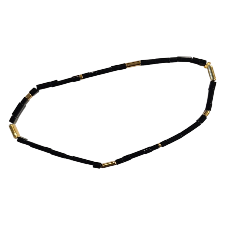 Black &amp; Gold Beaded Stretch Bracelet