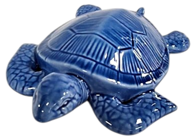 Blue Ceramic Sea Turtle Figurine