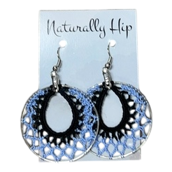 Hand Crocheted French Cotton Hoop Earrings