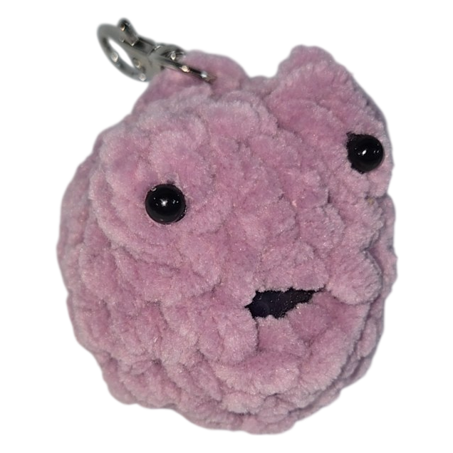 Pink Frog Squishy Crochet Keychain with Bead Filling