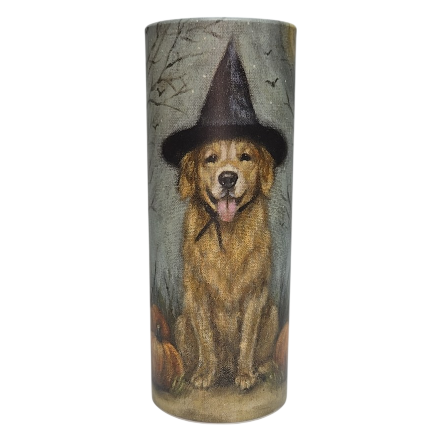 Halloween Golden Retriever Witch Hat Cup Holder Tissue Tube