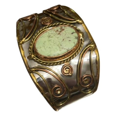 Anju Mixed Metal Lemon Chrysoparse Cuff Bracelet