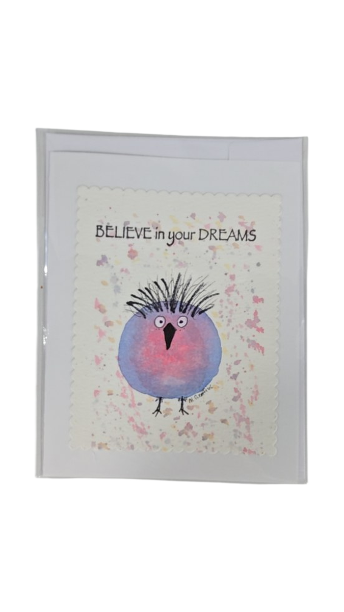 Believe in Your Dreams Watercolor Bird Greeting Card