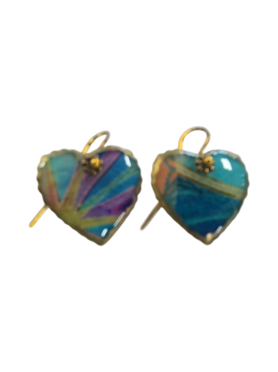 Handmade Heart Earrings by Julie Treiman – Fabric &amp; Resin