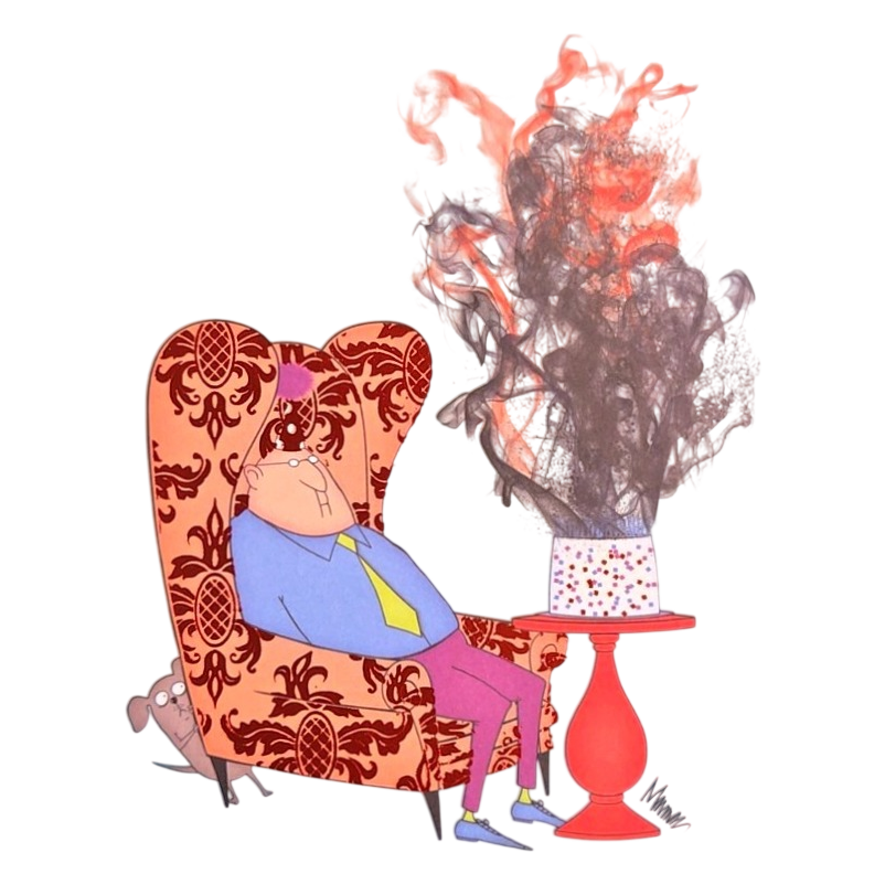 Quirky Man Napping in Armchair Greeting Card