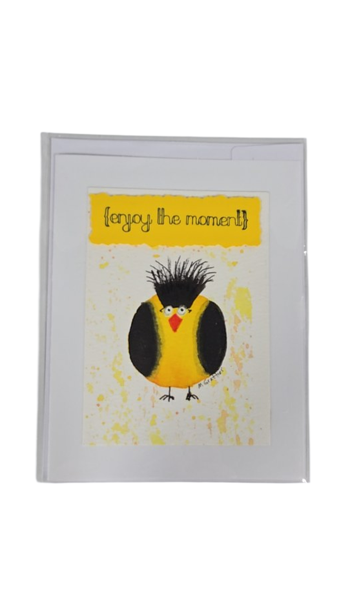 Enjoy the Moment Watercolor Bird Greeting Card