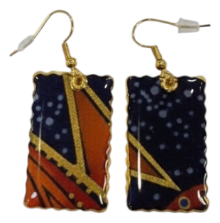 Handmade Fabric &amp; Resin Rectangle Drop Earrings