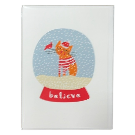Christmas Card (Snowglobe, Cat &amp; Cardinal)