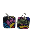 Colorful Fabric & Resin Square Drop Earrings by Julie Treiman