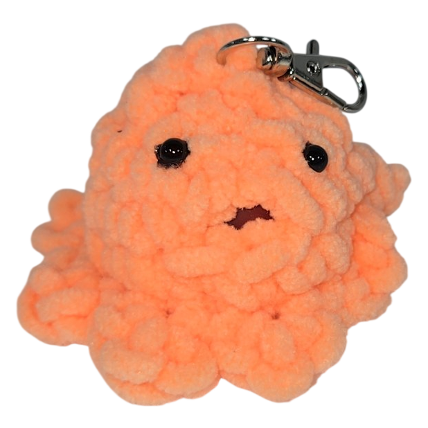 Peach Crochet Octopus Squishy Keychain with Orbeez