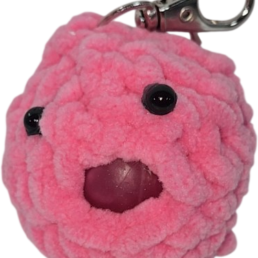 Pink Crocheted Blob Stress Ball Keychain
