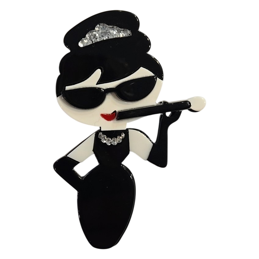 Audrey Hepburn Style Acrylic Brooch Pin