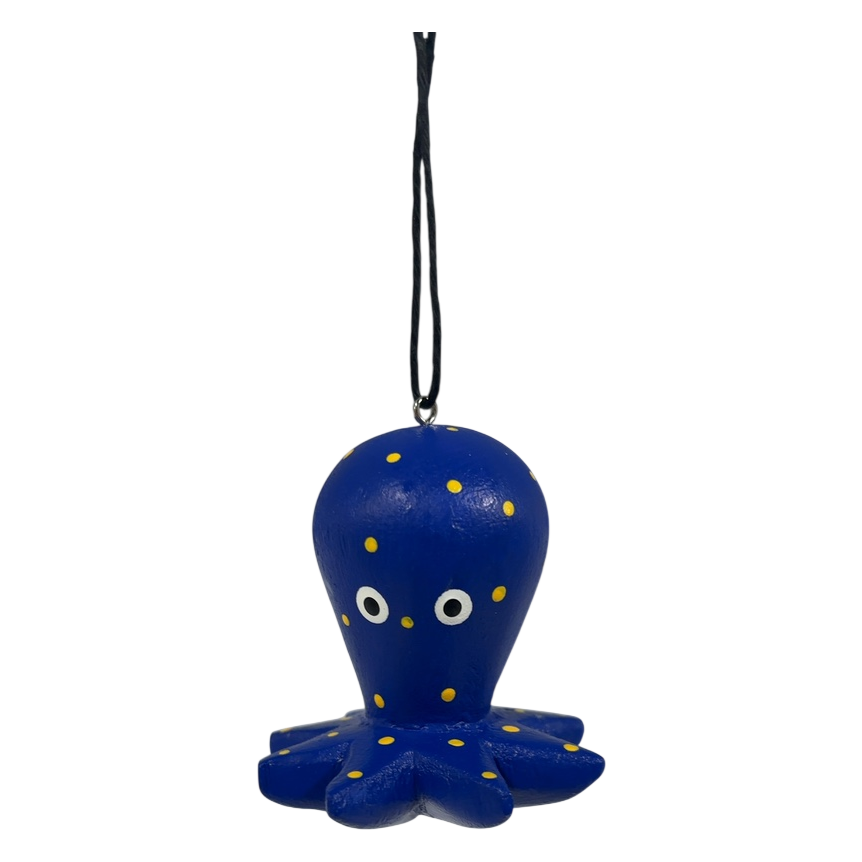 Blue Octopus Balsa Wood Ornament