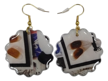 Handmade Fabric &amp; Resin Round Drop Earrings