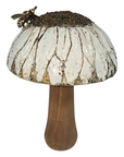 Encaustic Mushroom Sculpture with Brass Bee by Trish McFerran
