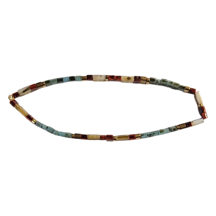 Multicolor Tile Bead Stretch Bracelet