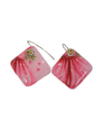 Handmade Pink Floral Resin & Fabric Drop Earrings