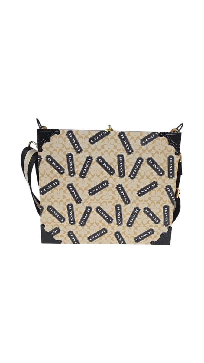 Coach-Inspired Signature Print Cigar Box Handbag