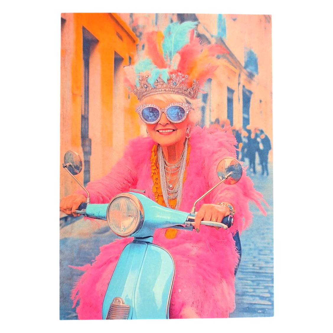 Fabulous Older Woman on Scooter Greeting Card
