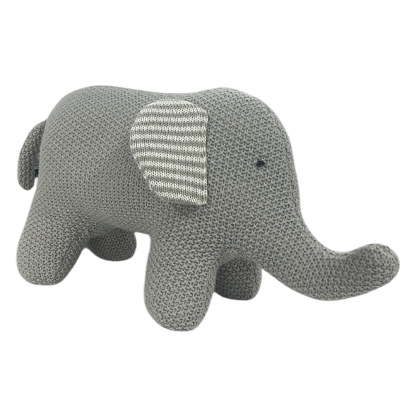 Grey Knit Elephant Stuffed Animal Plush Toy