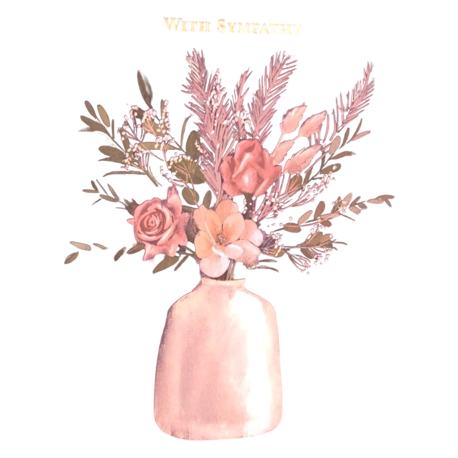 With Sympathy Floral Vase Greeting Card