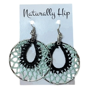 Hand Crocheted French Cotton Hoop Earrings