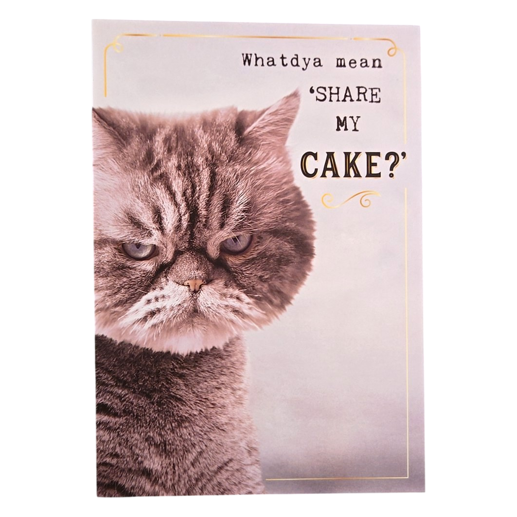 Funny Grumpy Cat Share My Cake Card