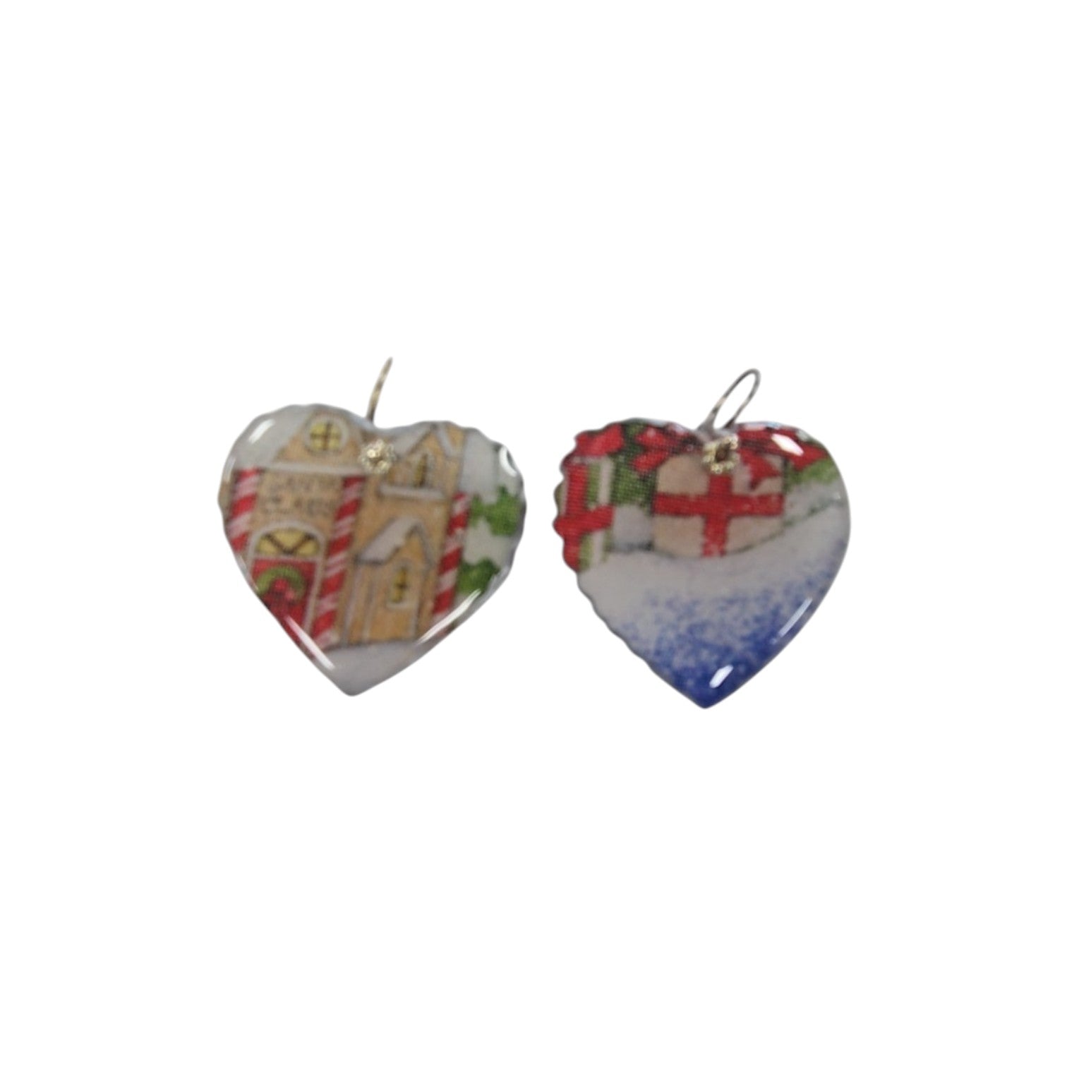Handmade Christmas Heart Earrings by Julie Treiman
