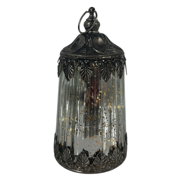 Elegant Silver Mercury Glass Lighted Glass Lantern