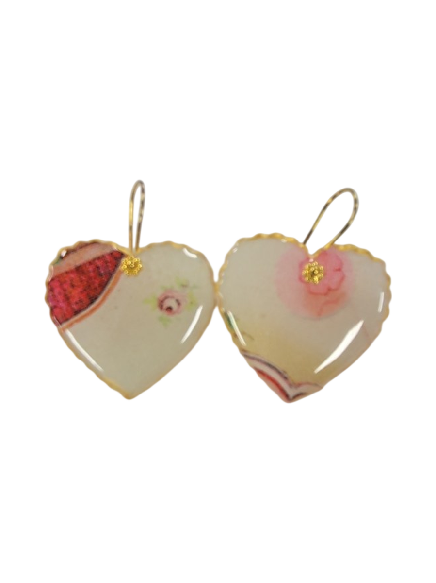 Handmade Heart Earrings – Fabric &amp; Resin by Julie Treiman