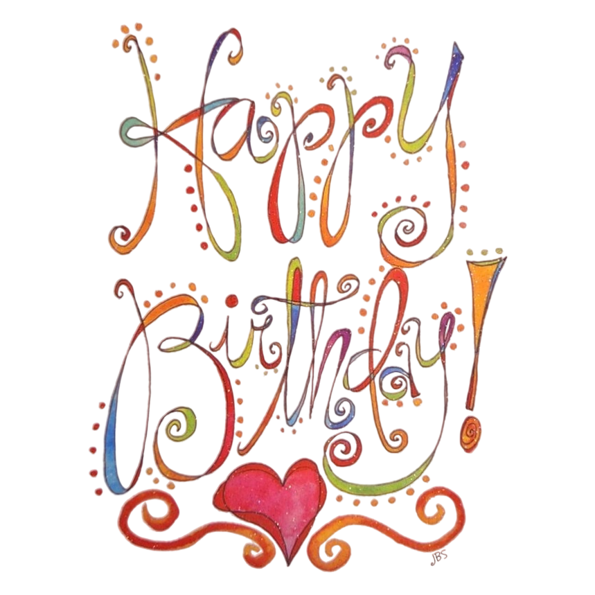 Happy Birthday Colorful Handlettered Greeting Card