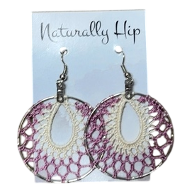 Hand Crocheted French Cotton Hoop Earrings