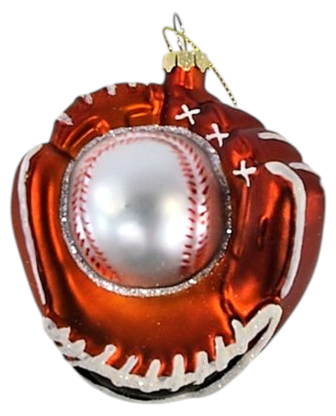 Baseball In Mitt Glass Ornament