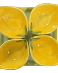 Ceramic Lemon Condiment Bowls With Tray
