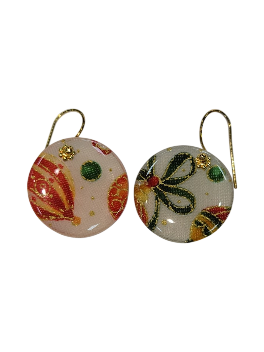 Handmade Fabric &amp; Resin Round Drop Earrings by Julie Treiman