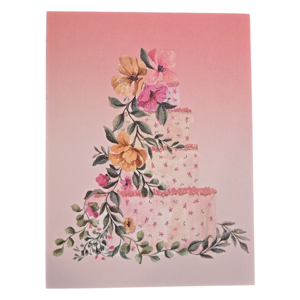 Floral Wedding Cake Greeting Card