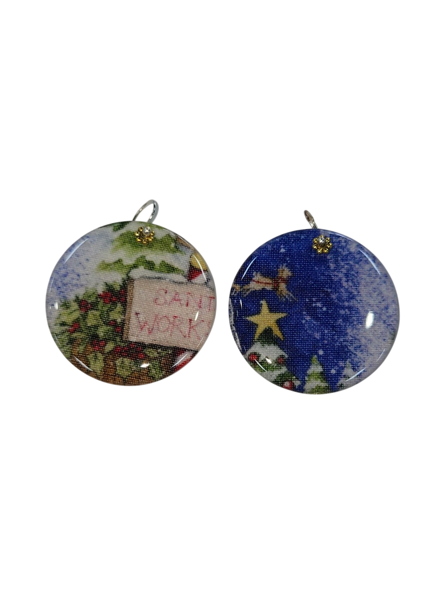 Handmade Fabric &amp; Resin Christmas Ornaments – Set of 2