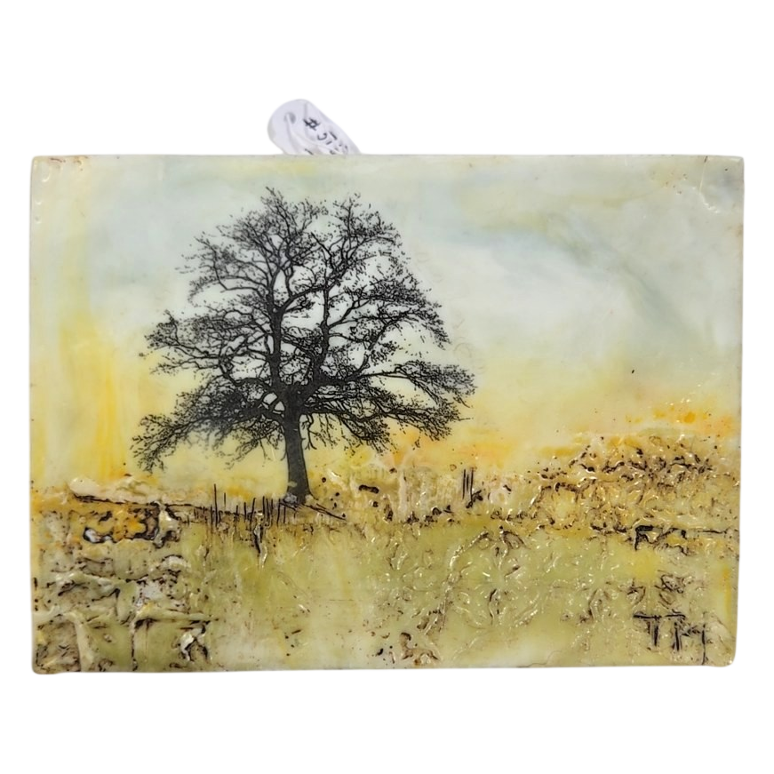 Encaustic Tree Landscape Art Block by Trish McFerran