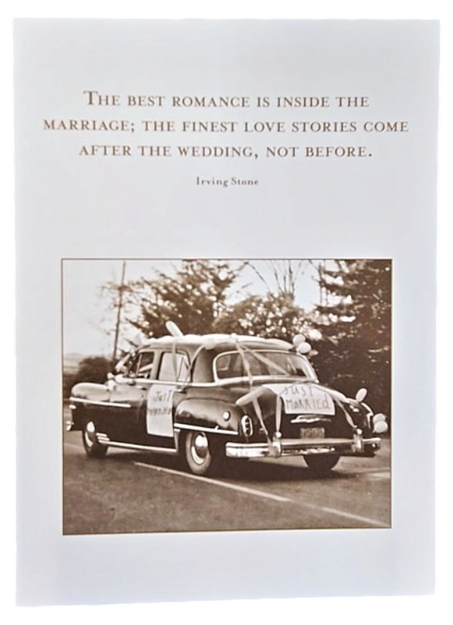 Wedding Congratulations Greeting Card with Vintage Car &amp; Irving Stone Quote