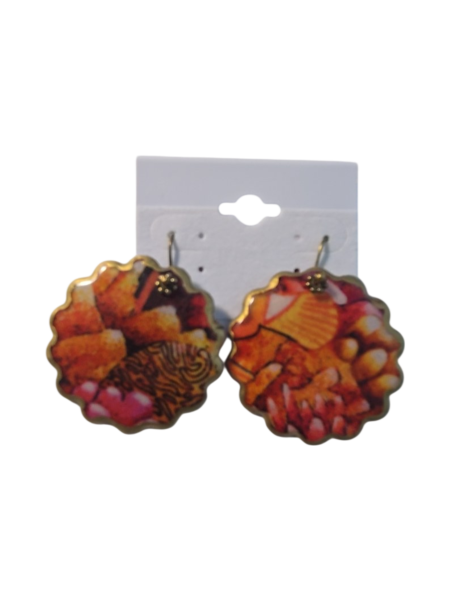 Thanksgiving Turkey Round Novelty Earrings