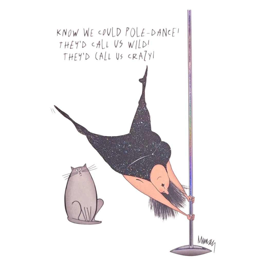 Pole Dance Wild and Crazy Cat Card