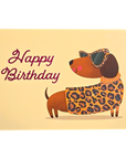 Happy Birthday Dachshund Leopard Print Card