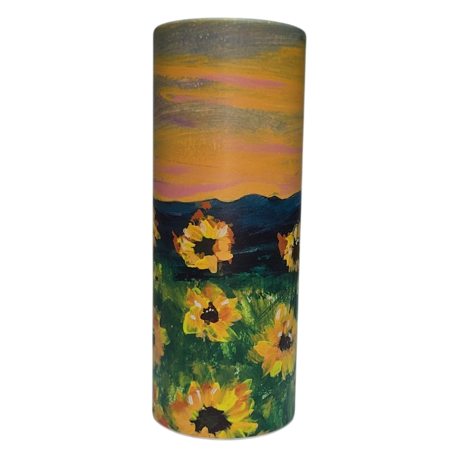 Sunflower Sunset Hand-Painted Tissue Tube – Cup Holder Size