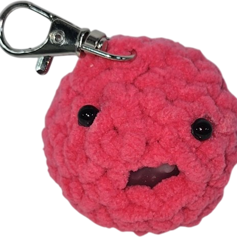Crochet Blob Face Keychain Charm – Pink