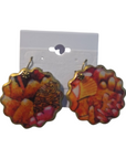 Thanksgiving Turkey Round Novelty Earrings