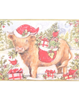 Christmas Highland Cow Santa Hat Greeting Card