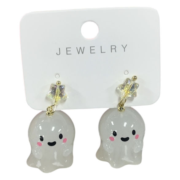Ghost Stud Dangle Earrings – Kawaii Halloween Resin