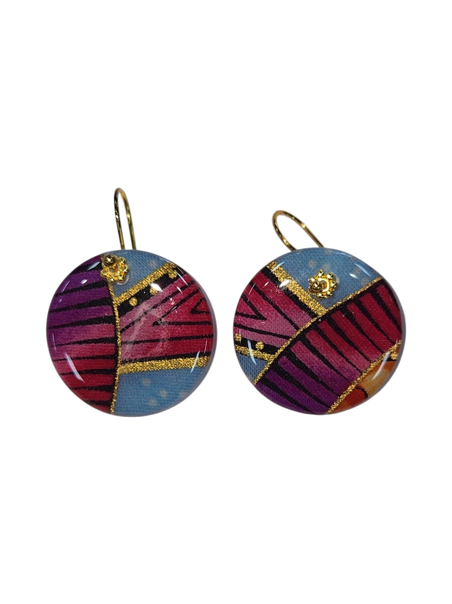 Handmade Fabric &amp; Resin Round Drop Earrings by Julie Treiman