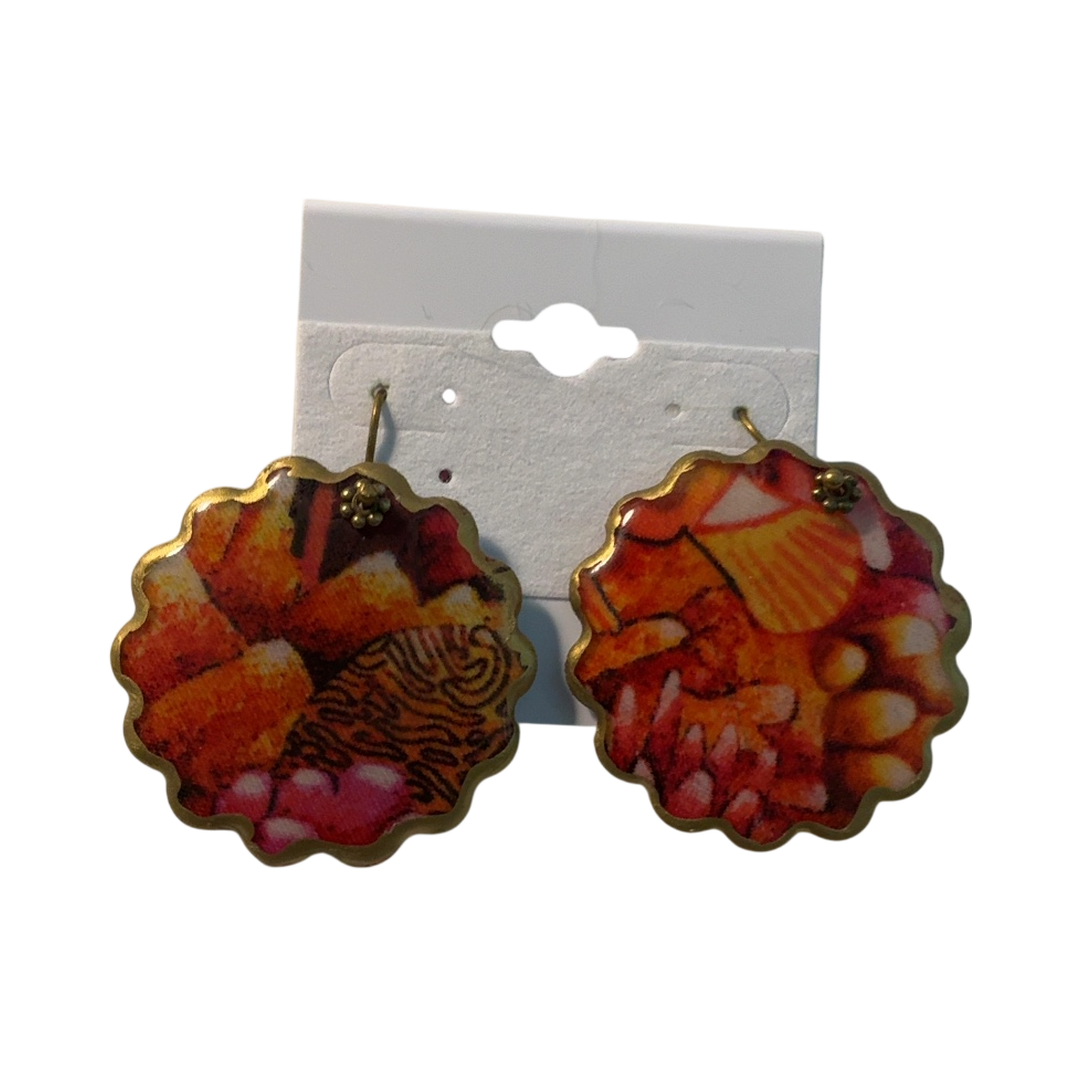 Thanksgiving Turkey Round Novelty Earrings