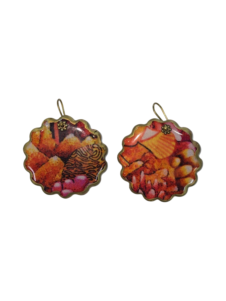 Handmade Fabric &amp; Resin Scalloped Drop Earrings by Julie Treiman